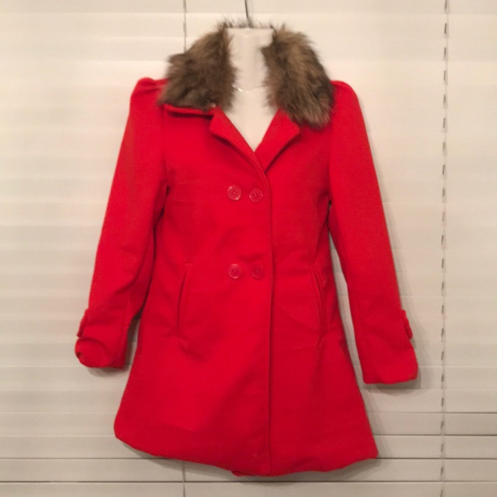 Red wool peacoat